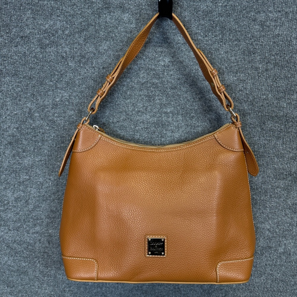 Dooney & Bourke Large Hobo Shoulder Bag Brown Lucca Leather Zipper Pebbled